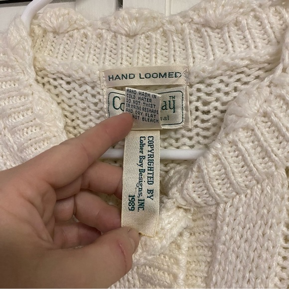 Colter Bay Cardigan HandLoomed 1989 White With Flowers Size Large - Picture 5 of 6